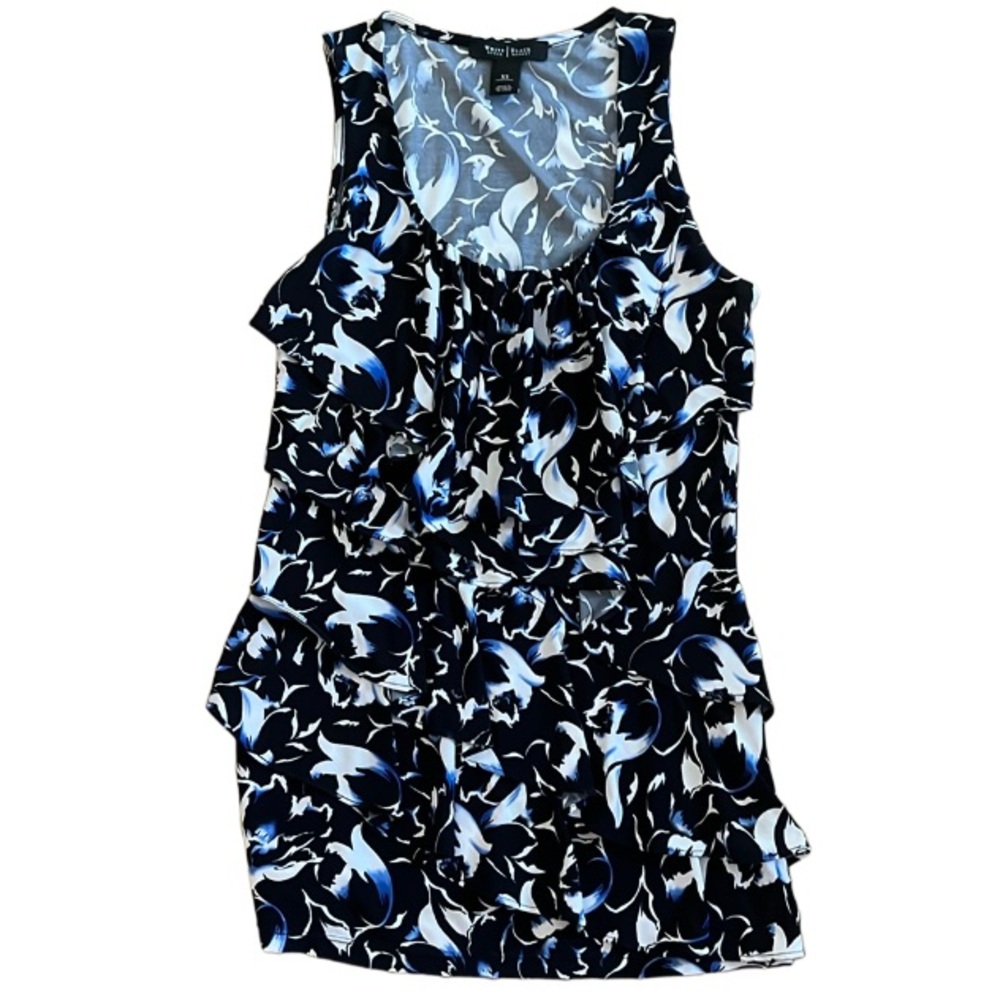 WHITE HOUSE BLACK MARKET 3-TIERED RUFFLE SLEEVELESS TOP SIZE XS